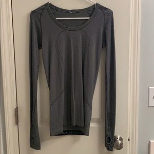 Black Lululemon Long Sleeve w/ White Stripes